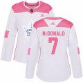 Women Toronto Maple Leafs #7 Lanny McDonald Authentic White Pink Fashion NHL Jersey