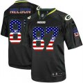 Green Bay Packers #87 Jordy Nelson Elite Black USA Flag Fashion NFL Jersey