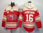 San Francisco 49ers #16 Joe Montana red-cream[pullover hooded sweatshirt]