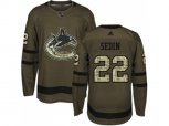 Vancouver Canucks #22 Daniel Sedin Green Salute to Service Stitched NHL Jersey