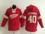 Detroit Red Wings #40 Henrik Zetterberg Red-Cream Pullover Hooded