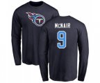 Tennessee Titans #9 Steve McNair Navy Blue Name & Number Logo Long Sleeve T-Shirt