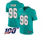 Miami Dolphins #96 Vincent Taylor Aqua Green Team Color Vapor Untouchable Limited Player 100th Season Football Jersey