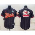 Kansas City Chiefs Black Team Big Logo With Super Bowl LVII Patch Cool Base Stitched Baseball Jersey
