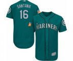 Seattle Mariners #16 Domingo Santana Teal Green Alternate Flex Base Authentic Collection Baseball Jersey