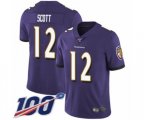Baltimore Ravens #12 Jaleel Scott Purple Team Color Vapor Untouchable Limited Player 100th Season Football Jersey