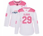 Women Washington Capitals #29 Christian Djoos Authentic White Pink Fashion NHL Jersey