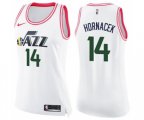 Women's Utah Jazz #14 Jeff Hornacek Swingman White Pink Fashion Basketball Jersey