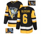 Adidas Pittsburgh Penguins #6 Jamie Oleksiak Authentic Black Fashion Gold NHL Jersey