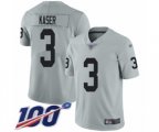 Oakland Raiders #3 Drew Kaser Limited Silver Inverted Legend 100th Season Football Jersey