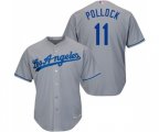 Los Angeles Dodgers #11 A. J. Pollock Replica Grey Road Cool Base Baseball Jersey