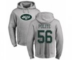 New York Jets #56 Jachai Polite Ash Name & Number Logo Pullover Hoodie