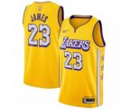 Los Angeles Lakers #23 LeBron James Swingman Gold 2019-20 City Edition Basketball Jersey