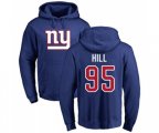 New York Giants #95 B.J. Hill Royal Blue Name & Number Logo Pullover Hoodie