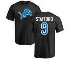Detroit Lions #9 Matthew Stafford Black Name & Number Logo T-Shirt