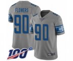 Detroit Lions #90 Trey Flowers Limited Gray Inverted Legend 100th Season Football Jersey