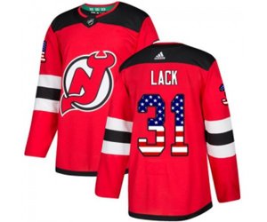 New Jersey Devils #31 Eddie Lack Authentic Red USA Flag Fashion Hockey Jersey