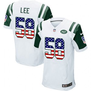 New York Jets #58 Darron Lee Elite White Road USA Flag Fashion NFL Jersey