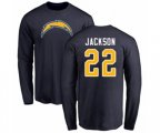 Los Angeles Chargers #22 Justin Jackson Navy Blue Name & Number Logo Long Sleeve T-Shirt