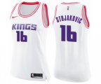 Women's Sacramento Kings #16 Peja Stojakovic Swingman White Pink Fashion Basketball Jersey