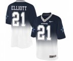 Dallas Cowboys #21 Ezekiel Elliott Navy White Fadeaway Football Jersey