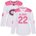 Women Montreal Canadiens #22 Karl Alzner Authentic White Pink Fashion NHL Jersey