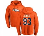 Denver Broncos #93 Dre'Mont Jones Orange Name & Number Logo Pullover Hoodie