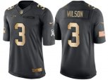Seattle Seahawks #3 Russell Wilson Anthracite 2016 Christmas Gold NFL Limited Salute to Service Jersey