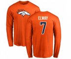 Denver Broncos #7 John Elway Orange Name & Number Logo Long Sleeve T-Shirt