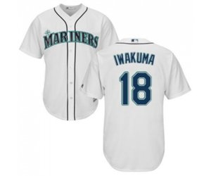 Seattle Mariners #18 Hisashi Iwakuma Replica White Home Cool Base Baseball Jersey