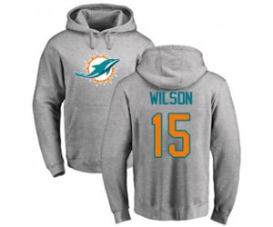 Miami Dolphins #15 Albert Wilson Ash Name & Number Logo Pullover Hoodie