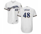 Milwaukee Brewers #48 Boone Logan White Alternate Flex Base Authentic Collection Baseball Jersey