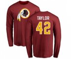 Washington Redskins #42 Charley Taylor Maroon Name & Number Logo Long Sleeve T-Shirt