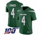New York Jets #4 Lac Edwards Green Team Color Vapor Untouchable Limited Player 100th Season Football Jersey