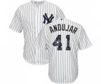 New York Yankees #41 Miguel Andujar Authentic White Team Logo Fashion Baseball Jersey