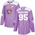 Florida Panthers #95 Henrik Borgstrom Authentic Purple Fights Cancer Practice NHL Jersey