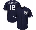 New York Yankees #12 Troy Tulowitzki Replica Navy Blue Alternate Baseball Jersey