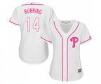 Women's Philadelphia Phillies #14 Jim Bunning Authentic White Fashion Cool Base Baseball Jersey