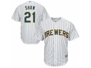 Milwaukee Brewers #21 Travis Shaw Replica White Home Cool Base MLB Jersey