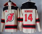 New Jersey Devils #14 Adam Henrique Cream Sawyer Hooded Sweatshirt Stitched NHL Jersey