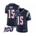 New England Patriots #15 NKeal Harry Navy Blue Team Color Vapor Untouchable Limited Player 100th Season Football Jersey