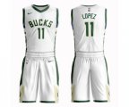 Milwaukee Bucks #11 Brook Lopez Authentic White Basketball Suit Jersey - Association Edition