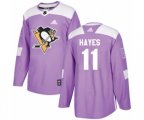 Adidas Pittsburgh Penguins #11 Jimmy Hayes Authentic Purple Fights Cancer Practice NHL Jersey