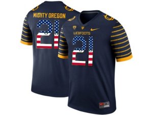 2016 US Flag Fashion 2016 Men\'s Oregon Ducks Spring Game Mighty Oregon #21 Webfoot 100th Rose Bowl Game Elite Jersey - Navy