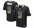 New Orleans Saints #9 Drew Brees Elite Black Home Drift Fashion Football Jersey