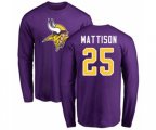 Minnesota Vikings #25 Alexander Mattison Purple Name & Number Logo Long Sleeve T-Shirt