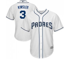 San Diego Padres #3 Ian Kinsler Replica White Home Cool Base Baseball Jersey