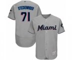 Miami Marlins Drew Steckenrider Grey Road Flex Base Authentic Collection Baseball Player Jersey