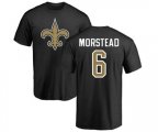 New Orleans Saints #6 Thomas Morstead Black Name & Number Logo T-Shirt