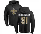 New Orleans Saints #91 Trey Hendrickson Black Name & Number Logo Pullover Hoodie
